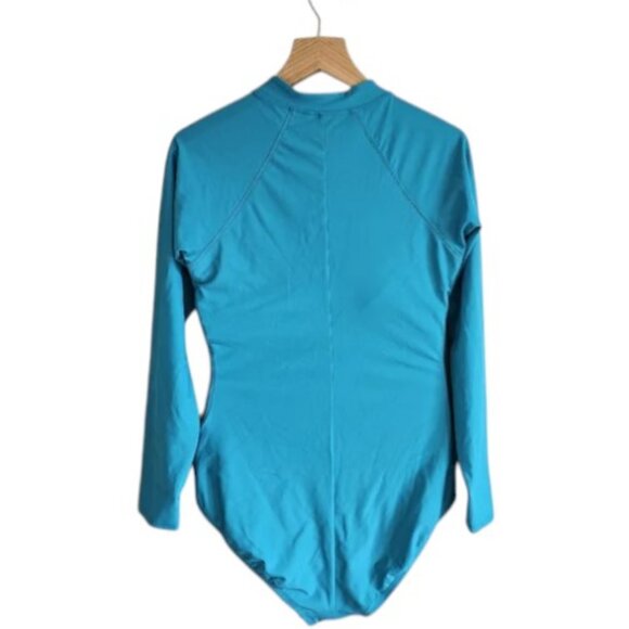 Kona Sol aqua blue long sleeve one piece swimsuit size M NWT - Picture 7 of 9